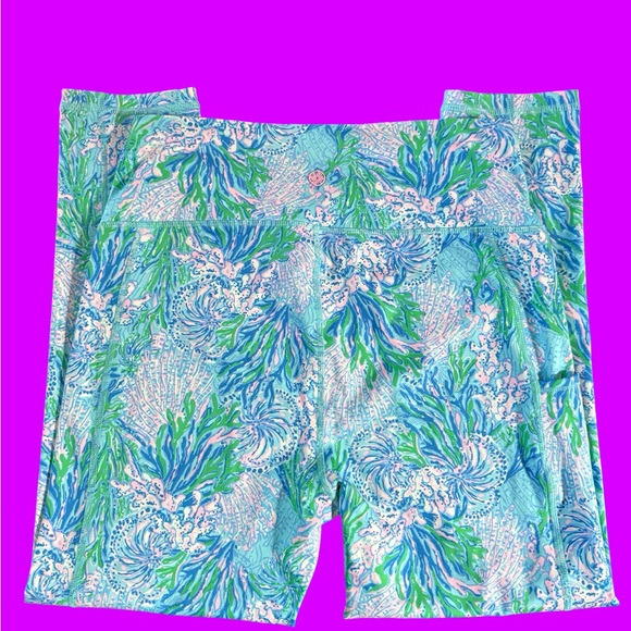 Lilly Pulitzer LUXLETIC Blue and Green floral Leggings size L 88189 - Picture 5 of 6